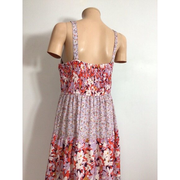 Floral Boho Tiered Maxi Dress Womens Large - Picture 4 of 10